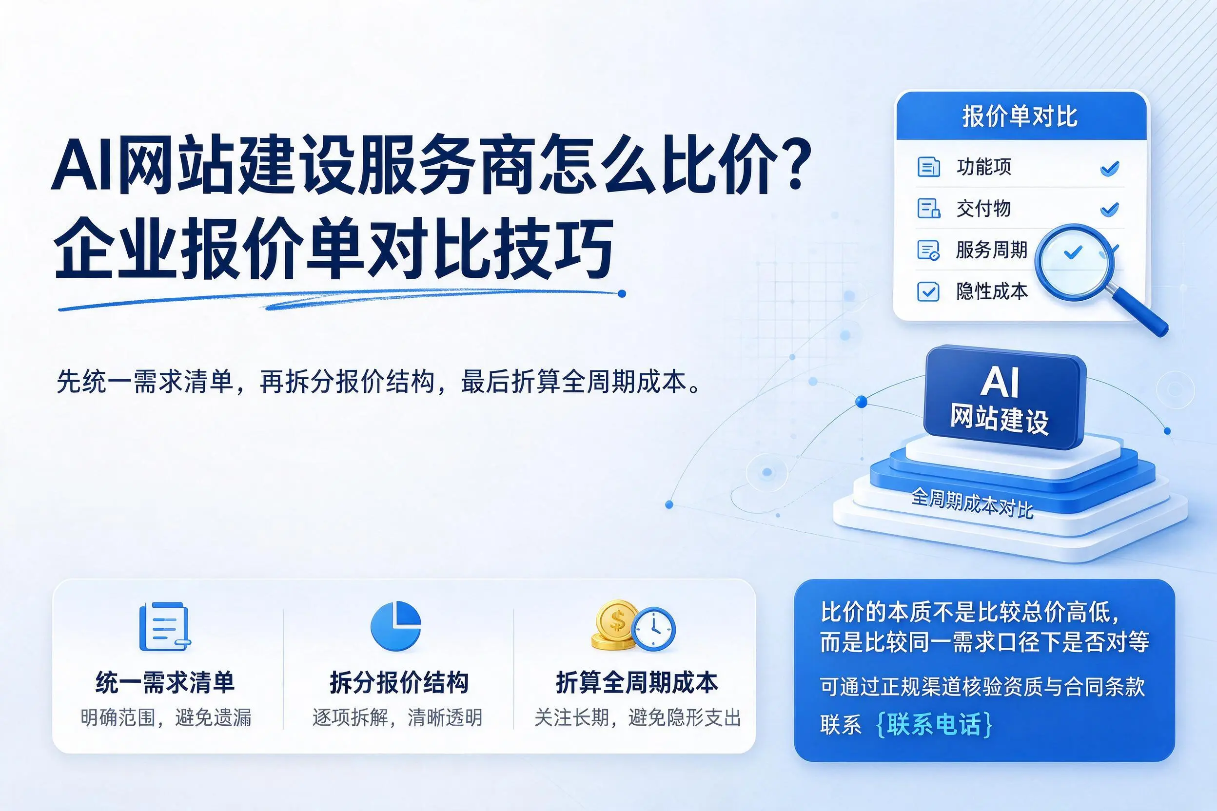 AI网站建设服务商怎么比价？泰州企业报价单对比技巧